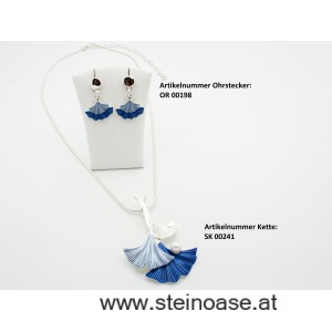 Mode-Collier 'Ginkgo Blau'